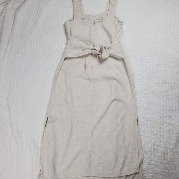 Paper Crane Linen Midi Oatmeal Tie Ivory - Picture 10 of 12